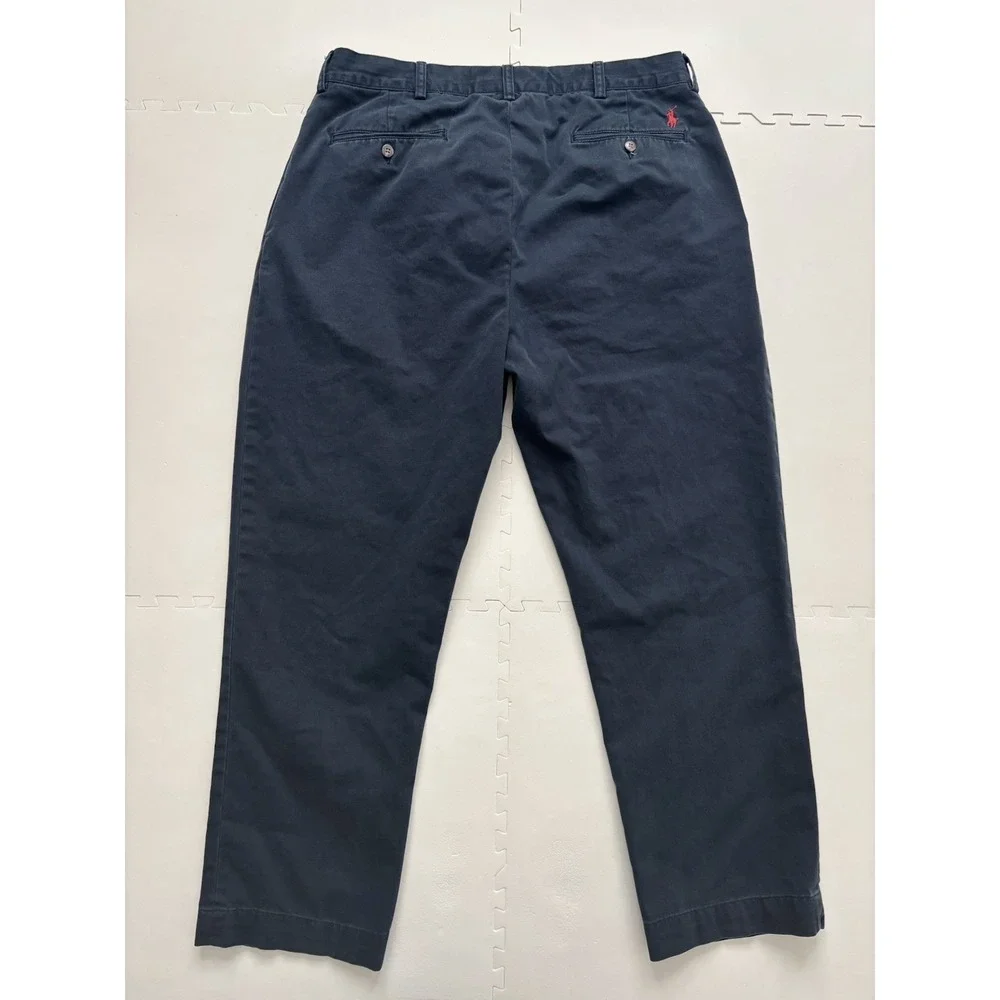 Vtg POLO RALPH LAUREN Ethan Pants Mens Pleated 100% Cotton Chinos - 36/30 Navy